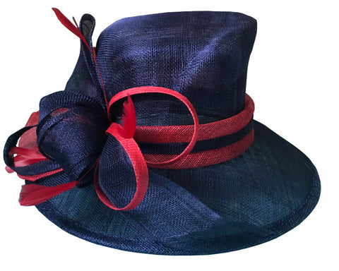 Red and Navy Sinamay Hat