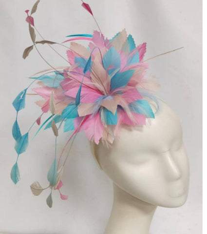 Pink and blue Feather Fascinator