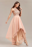 Peachy Pink sequin ruffle ball gown