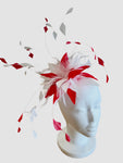 Red and White Fascinator