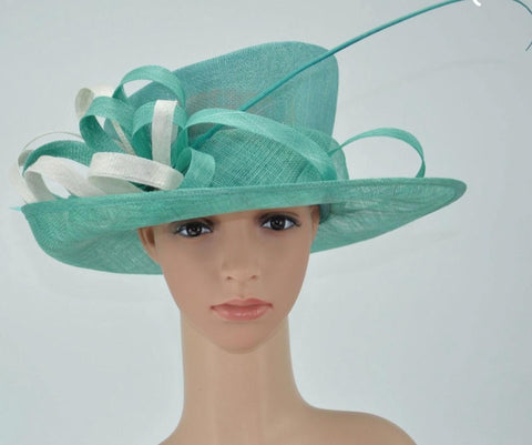 Green and White Sinamay Hat
