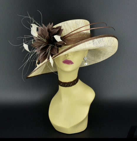 Brown and Beige Sinamay Hat