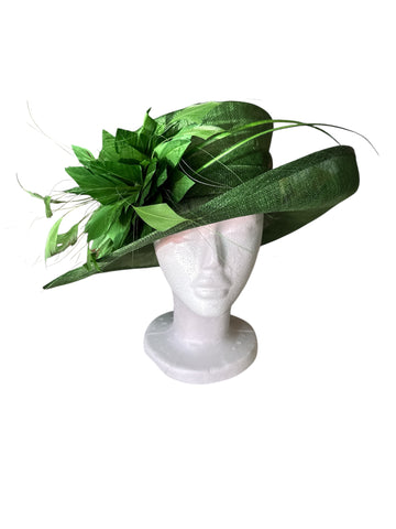 Forest Green Sinamay Hat