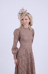 Brown Lace long sleeved dress