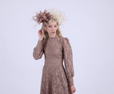 Brown Lace long sleeved dress