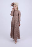 Brown Lace long sleeved dress