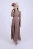 Brown Lace long sleeved dress