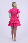 Hot Pink Puff sleeve mini dress