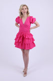 Hot Pink Puff sleeve mini dress