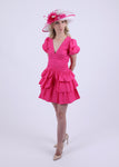 Hot Pink Puff sleeve mini dress