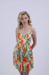 Orange floral print dress