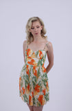 Orange floral print dress