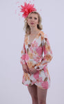 Pink Floral print long sleeved dress