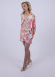 Pink Floral print long sleeved dress