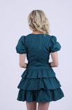 Teal Puff sleeve mini dress