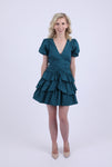 Teal Puff sleeve mini dress