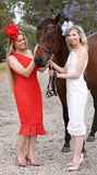 One shoulder lace dress Red