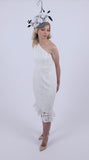 One shoulder lace dress White