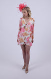 Pink Floral print long sleeved dress