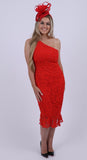 One shoulder lace dress Red