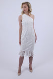 One shoulder lace dress White