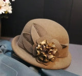 Camel Wool Flower Felt Hat