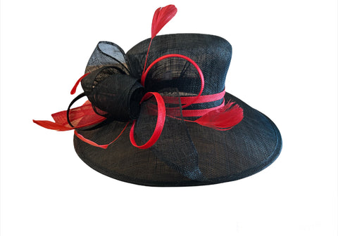 Black and Red Sinamay Hat