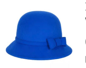 Royal Blue 100 % Wool Felt Hat with Bow