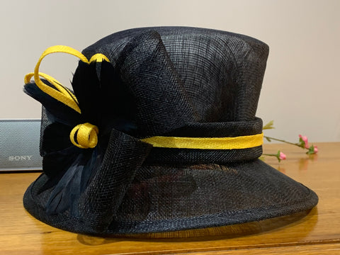 Black and Gold Sinamay Hat