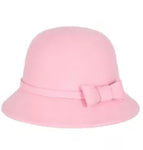 Pink 100 % Wool Felt Hat with Bow
