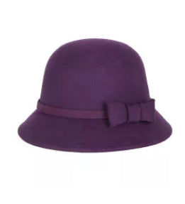 Purple 100 % Wool Felt Hat with Bow