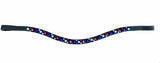 Navy, Red & Silver Hot Fix Bling Browband
