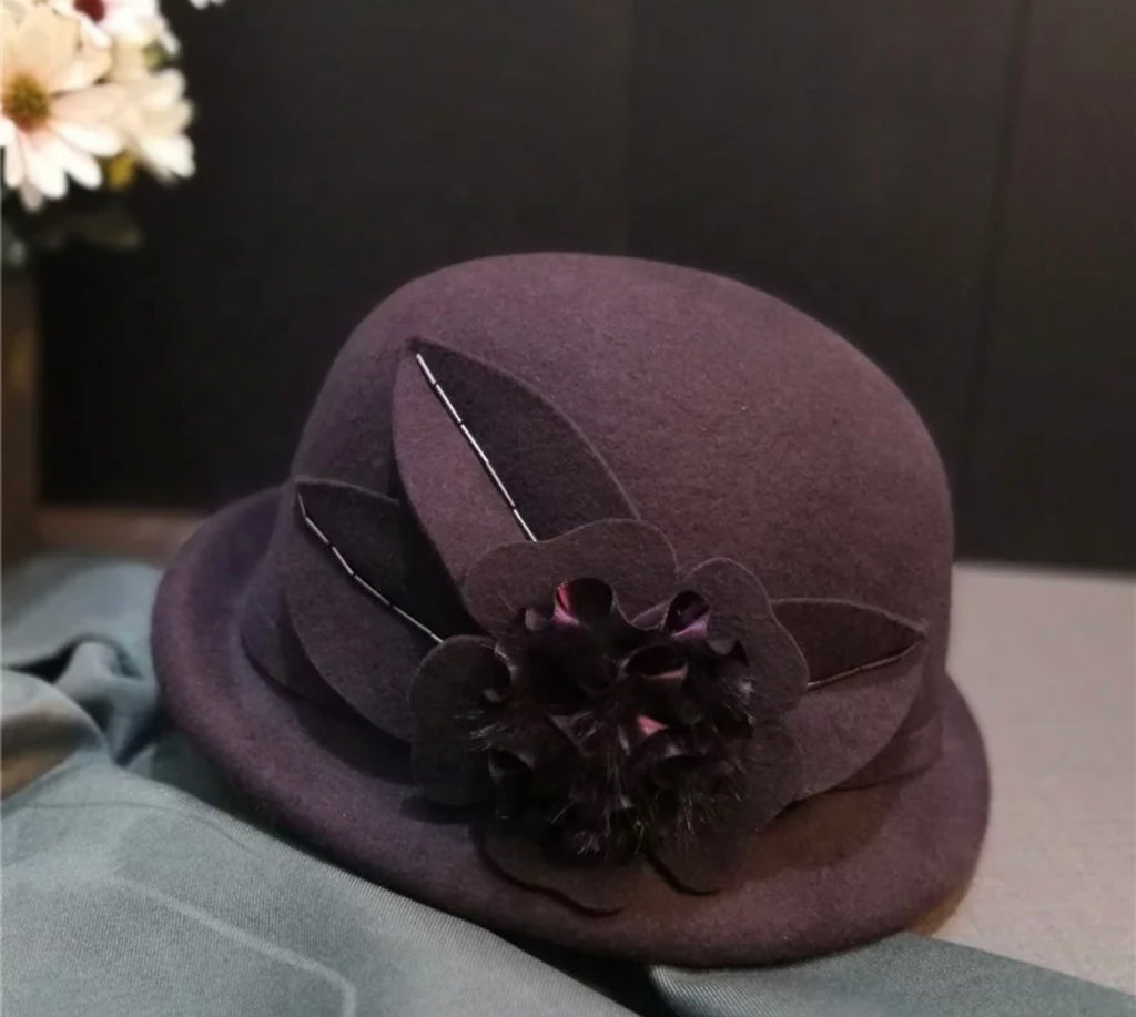 Purple Wool Flower Felt Hat – S B Equestrian